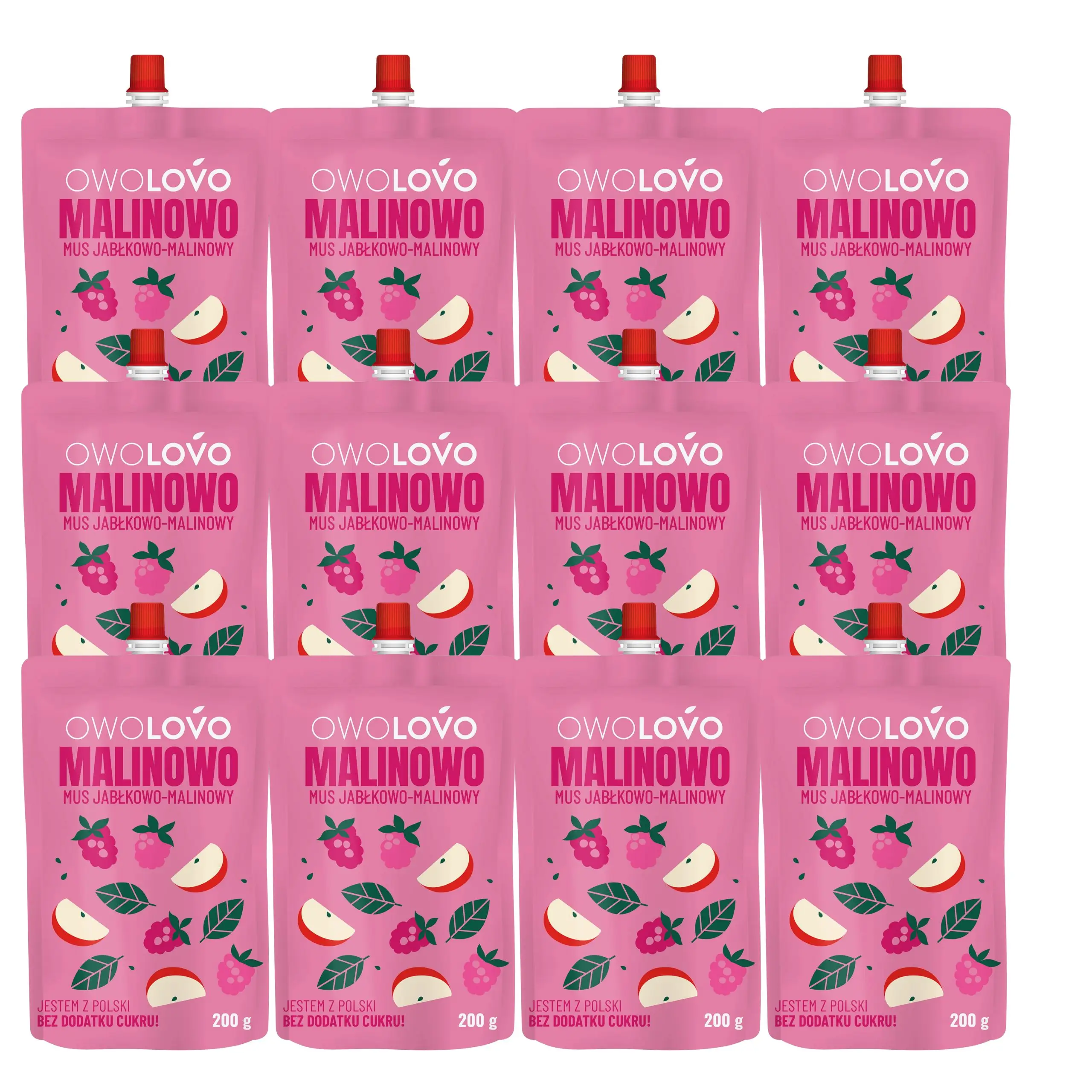 Mus Jabłkowo Malinowy 200g 12szt Owolovo