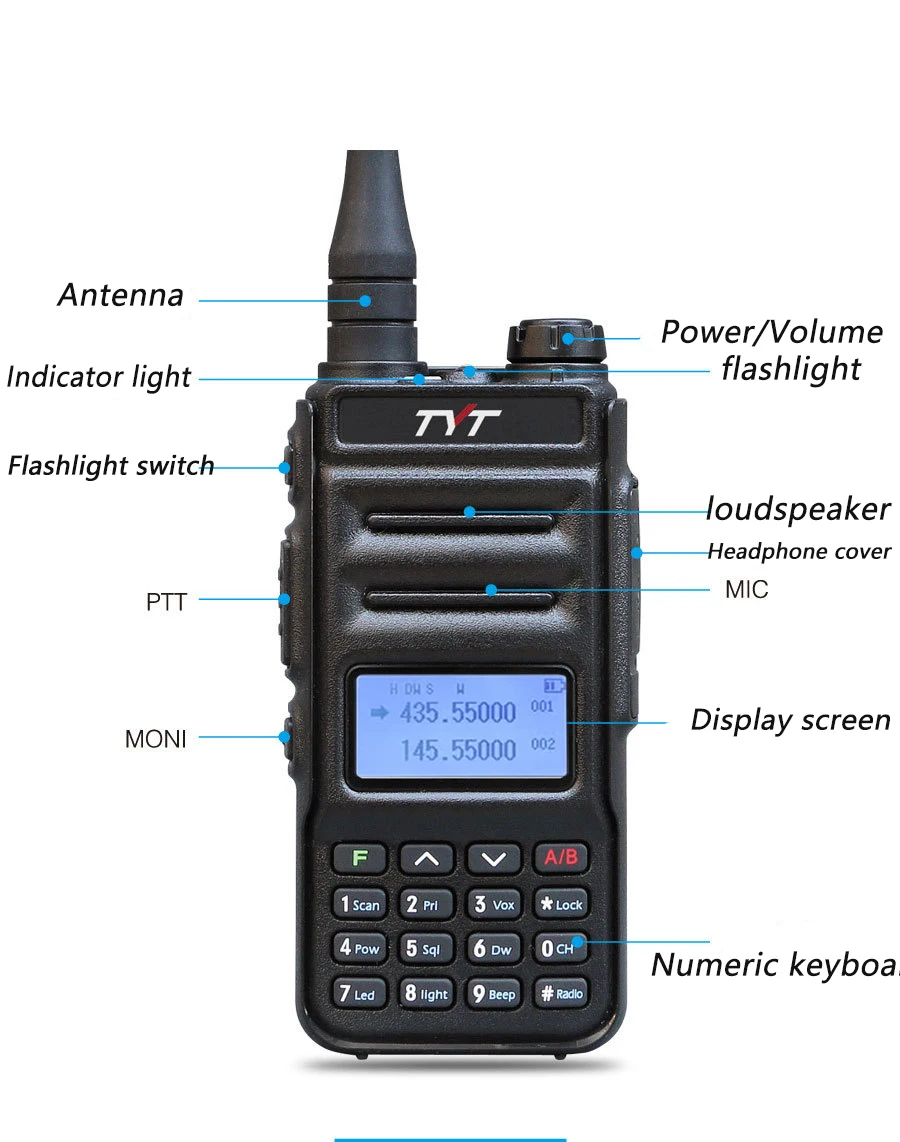 TYT TH-UV88 VHF/UHF 5-Watt 1400mAh Portable Two Way Radio, Long Range Rechargeable Walkie Talkie (Amateur)