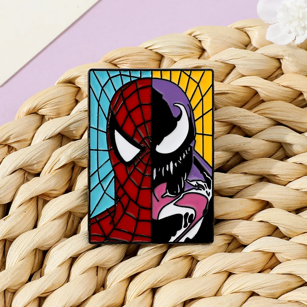 Cute cartoon creative personality Spider Man metal badge double-sided venom alloy drip oil brooch accessory pin