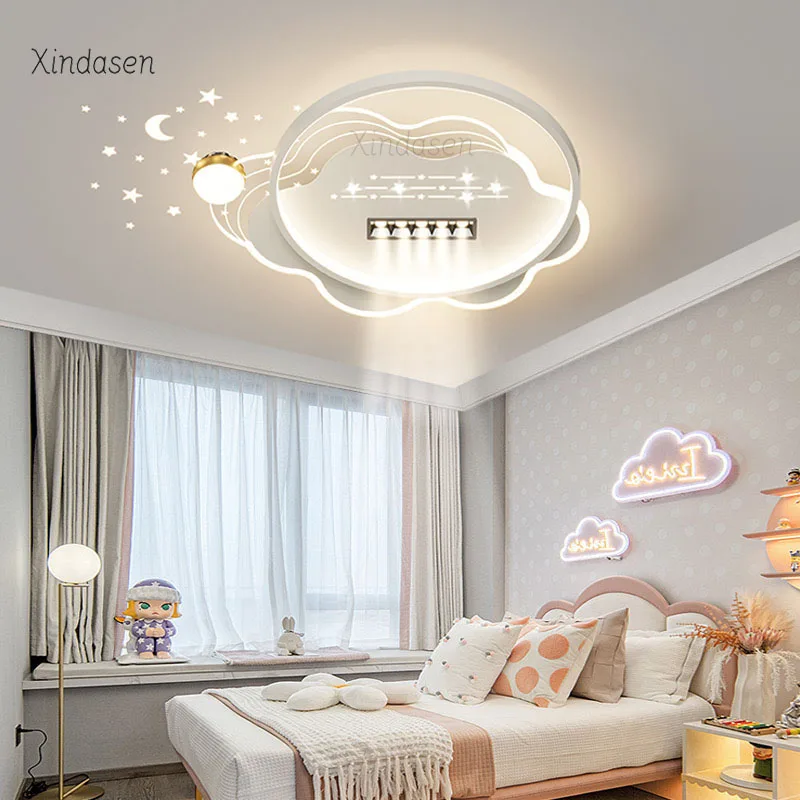 

Starry Night Cloud Ceiling Light For Baby Nursery Boys Girl Bedroom Ceiling Lamp Plafon Kids Room Chandelier With Star Moon Lamp