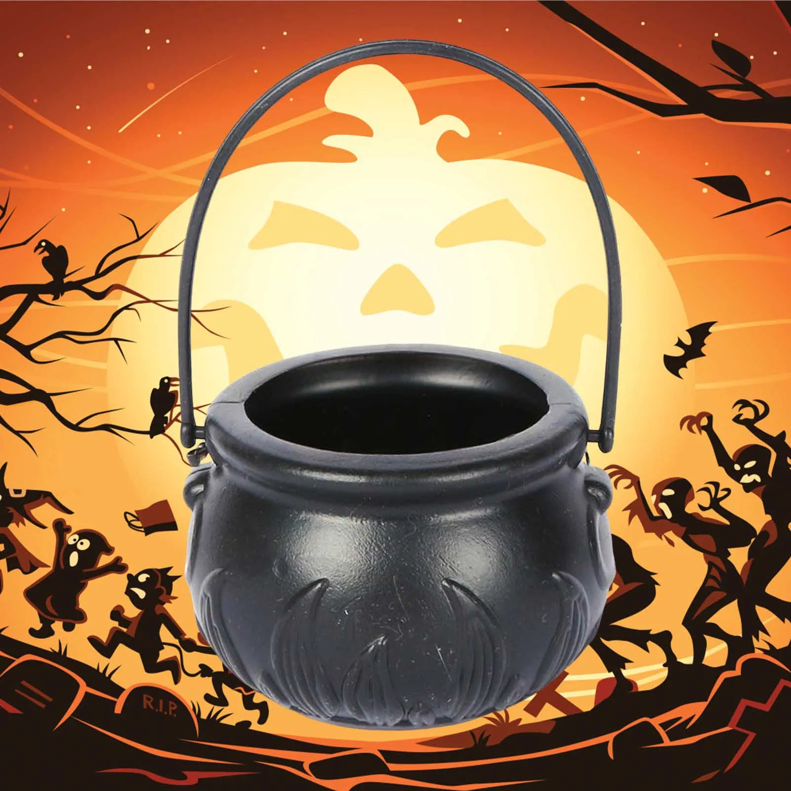 

Halloween Candy Pots Black Plastic Witch Cauldron Pot Bucket Candy Bowl for Party Favor Decoration Halloween Supplies Candy Box