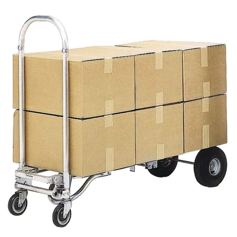 Trolley Convertible Hand Truck Pneumatic Wheels 500 Lbs Load Capacity 61" Height 55-3/4" Length X 21" Width Silver Strong