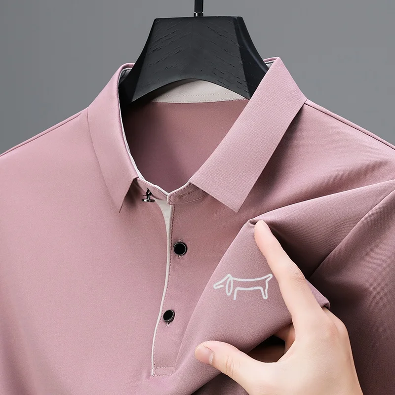 Luxusmarke Herren Bedrucktes Poloshirt Original Einfarbiges Lässiges Kurzarm-T-Shirt mit Kragen Sommer Neuer Trend Business Herrenmode – Detail 3
