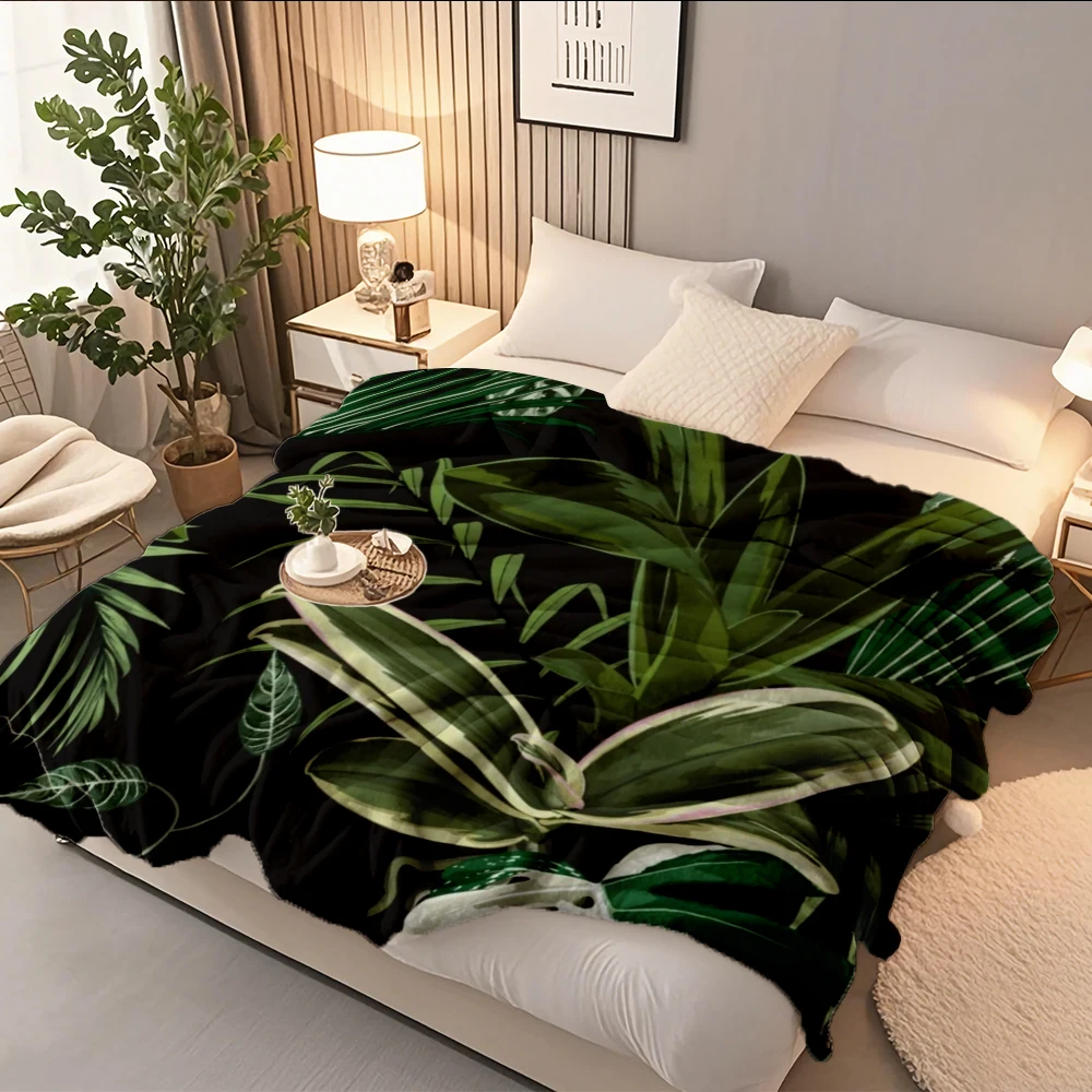 

Abstract Comfort Flannel Blanket Digital Abstract Tropical Pattern Premium Bedding Bedcover With Durable Odor-resistant Blankets