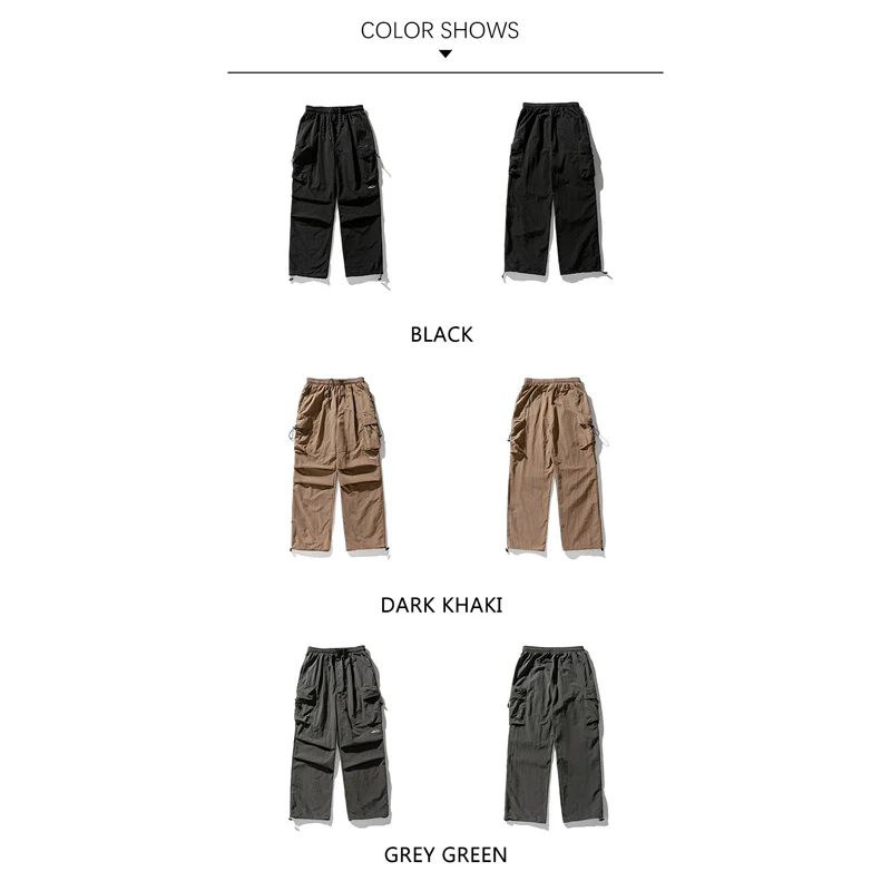 TFETTERS Brand 2024 Autumn Cargo Pants Men Baggy Watertight Mid Rise Drawstring Men Parachute Pants Techwaer Tourism Men Pants