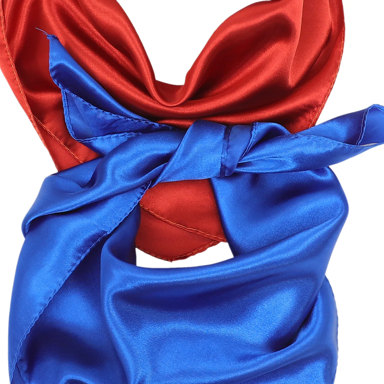 

2pcs Neck Scarves For Women Silk-Like Polyester Nekerchief Fashionable Hair Scarf Simple Solid Color Wedding Vacation Prom