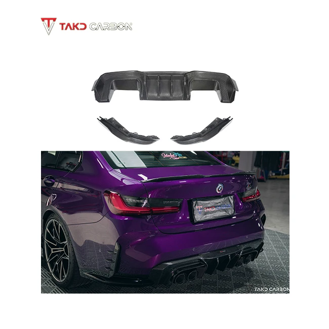 TAKD Carbon universal rear spoilers Dry Carbon Fiber B-Style Rear Bumper Lip Diffuser For BMW M3 G80 M4 G82