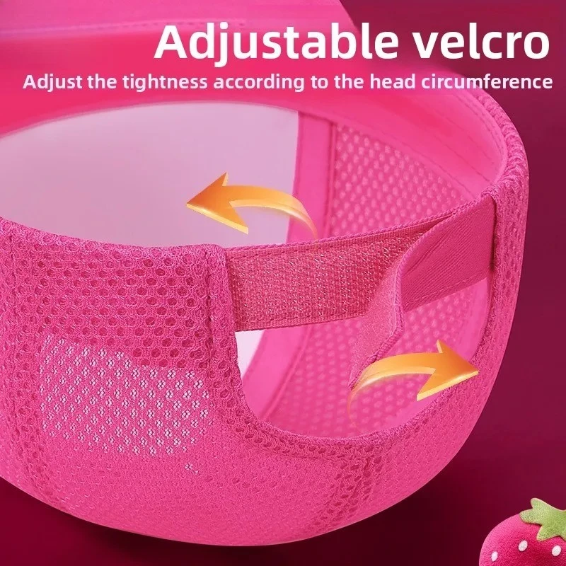 Disney Strawberry Bear Children's Hat Sunscreen Girl Shade Baseball Cap Women's New Girls Protection from Outside