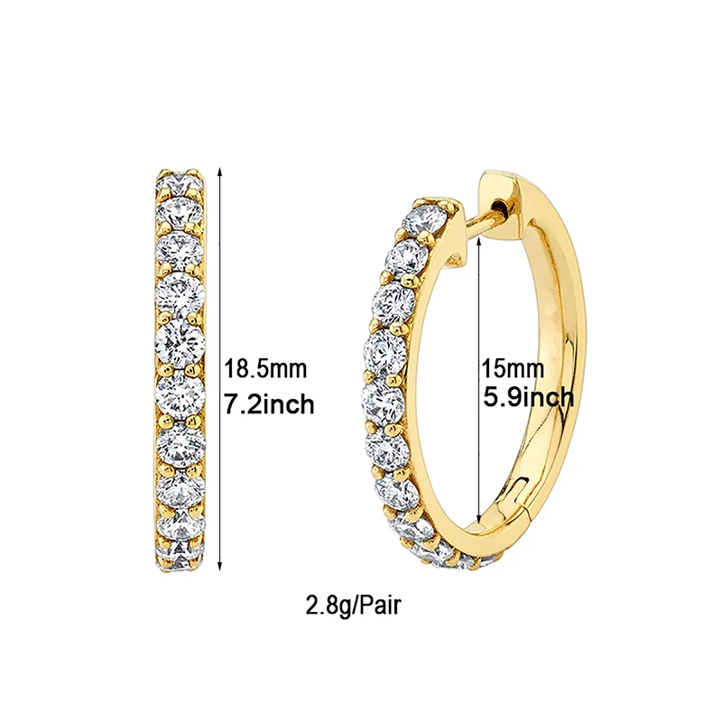 KEYOUNUO-banhado a ouro CZ Hoop Earrings para mulheres, Piercing Zircon Cuff, moda de luxo, festa de casamento, atacado