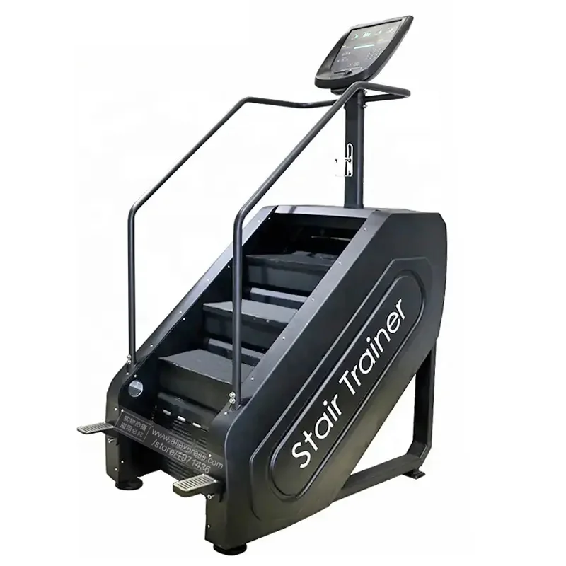 Black Stepper Climbing Machine Sports Walking Stair Trainer Stairmaster Electric Climber Gym Exercise Cardio Fitness Equipment