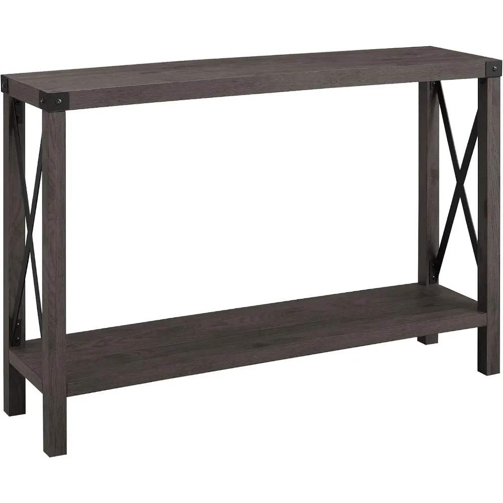 Sedalia Modern Farmhouse Metal-X Entry Table, 1 Pack, Sable Grey