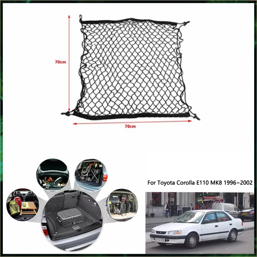 For Toyota Corolla E110 MK8 Sprinter Carib Chevrolet Prizm 1996~2002 1997 Car Trunk Net Interior Luggage Cargo Organiser Auto