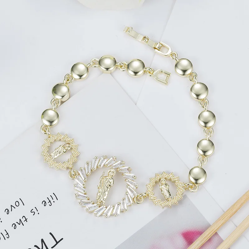 

Women's Religious Bracelets Luxury Zirconia St. Jude Vintage Jewellery Fashionable Round Religious Bracelets