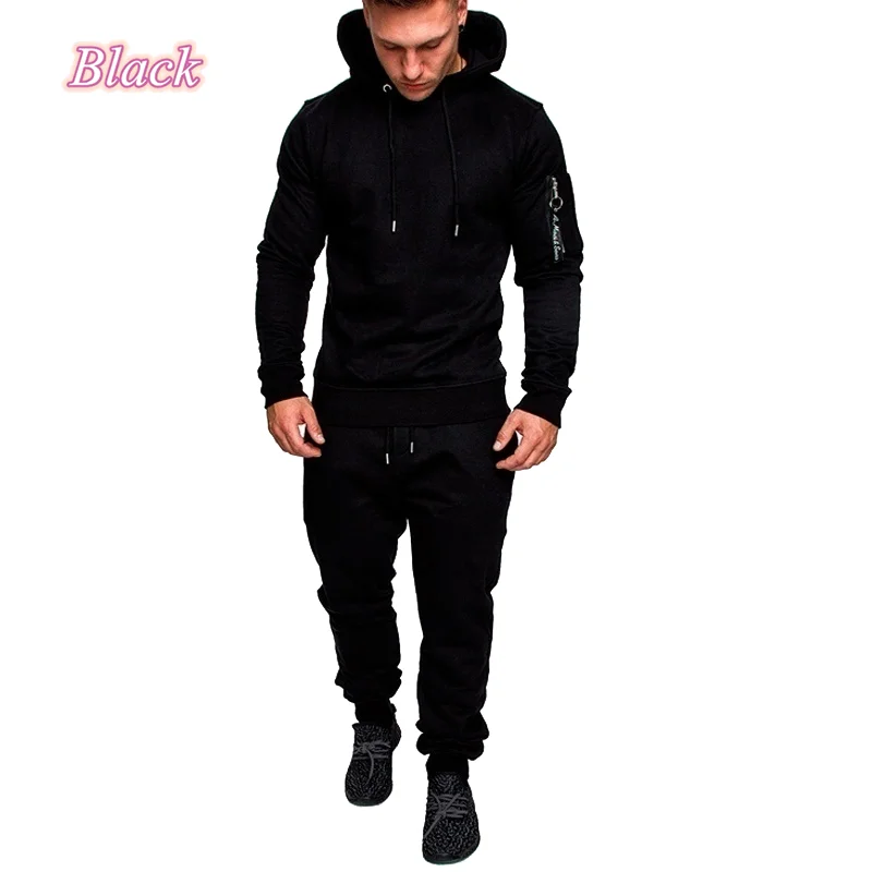 Moda uomo abbigliamento felpe con cappuccio pantaloni due pezzi abiti uomo Sportswear felpe pantaloni sportivi