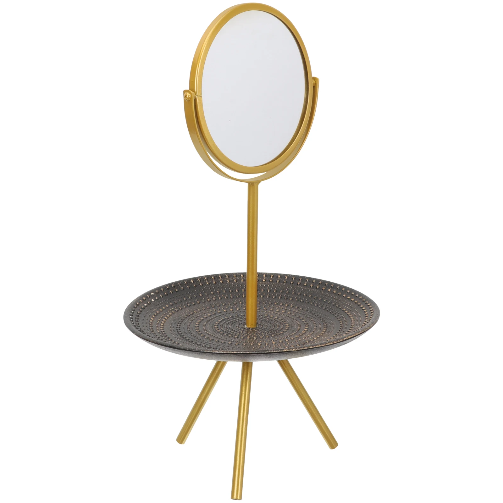 

Wooden Tray Makeup Mirror Jewelry Storage Desk Vanity for Bedroom Degree Rotating Lightweight Premium Material