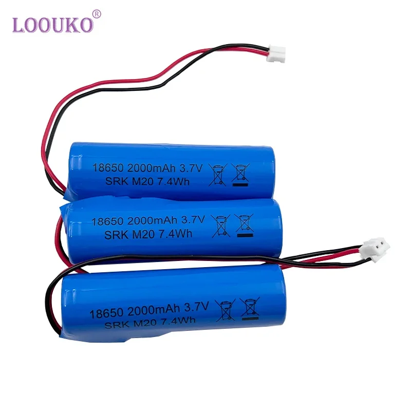 LOvised KO Ate Lithium-Ion Battery, 3.7V, 18650 mAh, PetPH2.0 Cable, Replacement Slot, Emergency Lighting, 2000