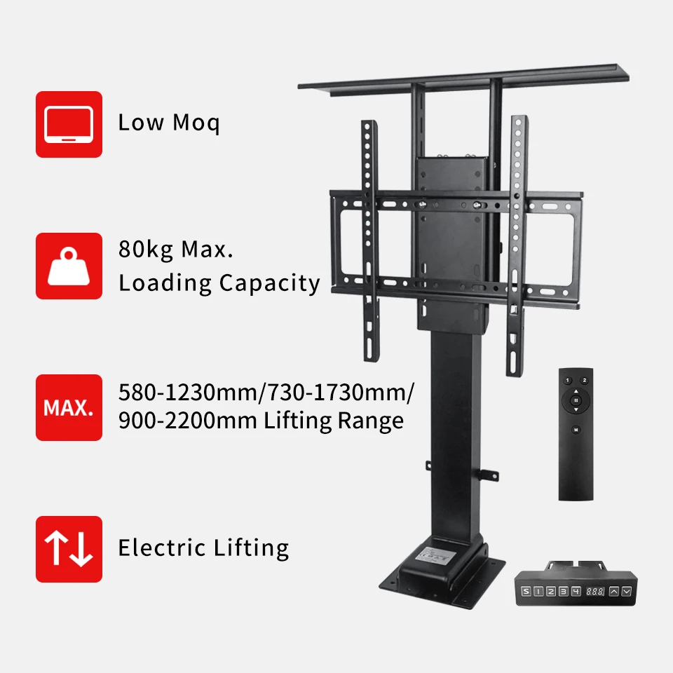 Motorized TV Lift System with Remote Control Compatible with 32-85 Inch Televisions Height Adjustable for Hidden TV Cabinets