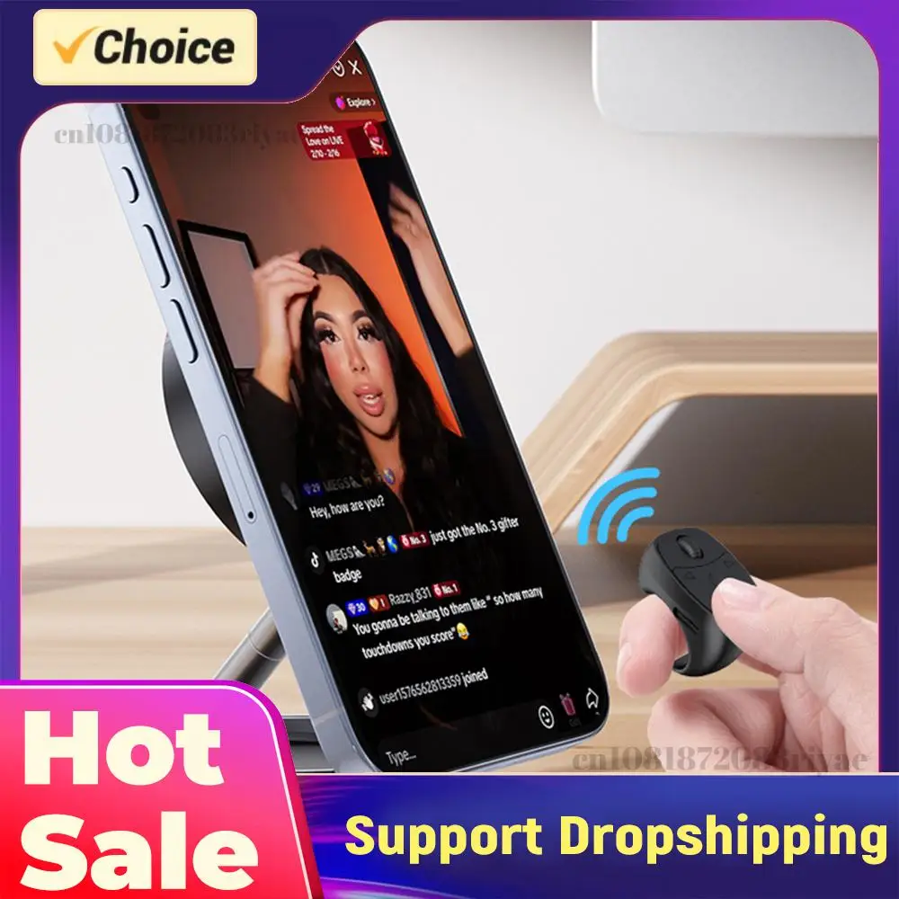BT 5.3 Remote Control Mouse Video Flipping And Browsing Finger Ring Mouse Fingertip Remote Control Page Turner for Smartphones