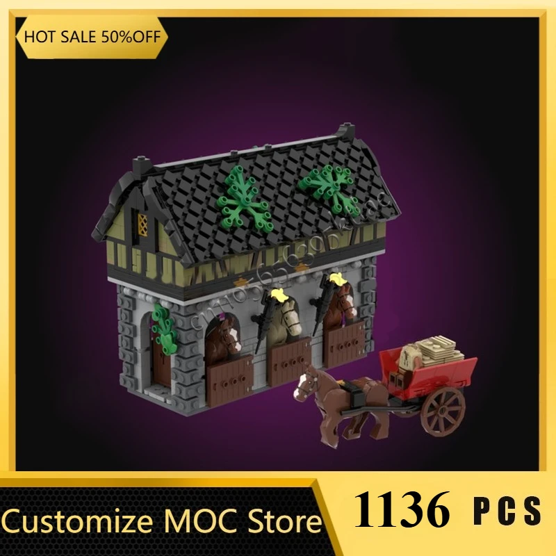 ชุดตัวต่อ MOC Medieval Village Series โรงม้า/ห้องฝึกศิลปะ/บ้านเฟลซ่า ชุดประกอบ DIY ของเล่นตัวต่อ ของขวัญคริสต์มาสยอดนิยม