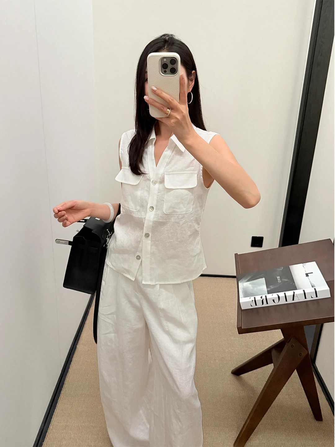 

Fashionable Linen Cotton Sleeveless Set Women Summer 2026 Simple Casual Pants Two-piece Set round Neck Button Loose Fit