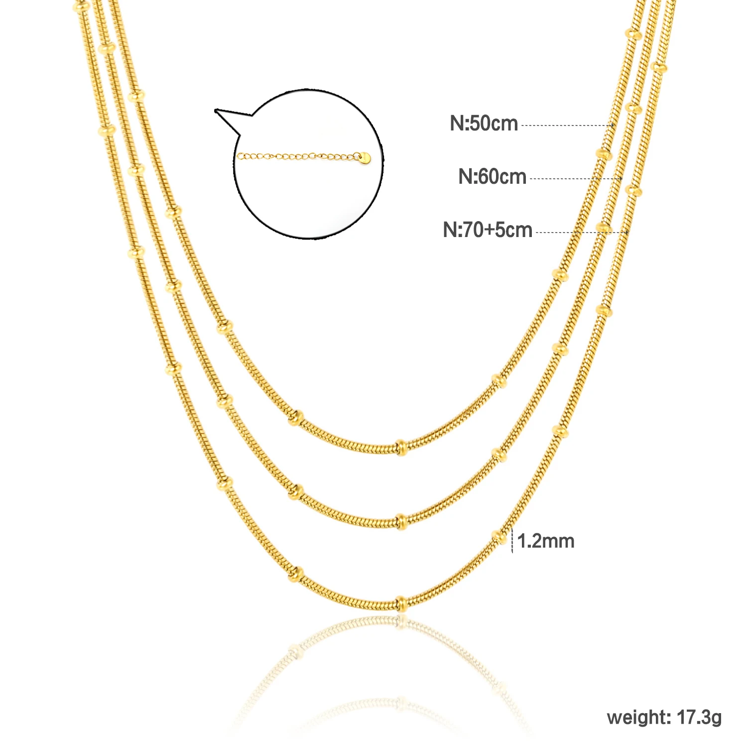 Stainless Steel Three Layer Stackable Necklaces Plain Snake Chain Clavicle Chain Ins Minimalist Cold Style Classic Daily Fashion