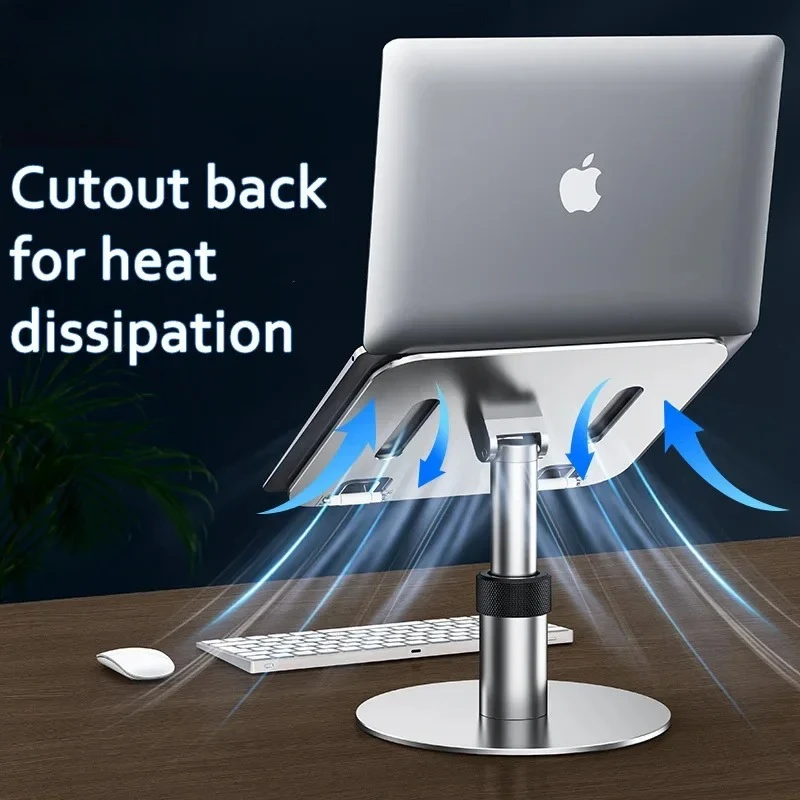 Oatsbasf Metal Laptop Stand Holder Height Adjustable Portable Laptop Table Stand 360° Rotation Desk Reading Holder for 12-17