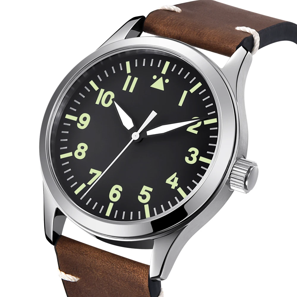 럭셔리 42mm 사용자 정의 사파이어 시계 군사 남자 Reloj 자동 스포츠 디자인 시계 Luminou 가죽 NH35 기계식 손목 시계