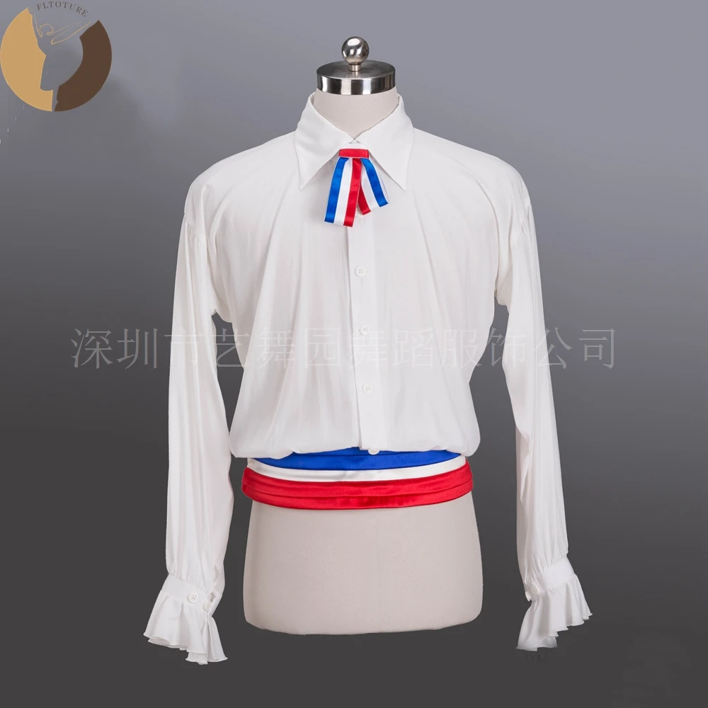 

Высококачественная профессиональная мужская рубашка FLTOTURE с длинными рукавами для балетных соревнований The Flames of Paris 021