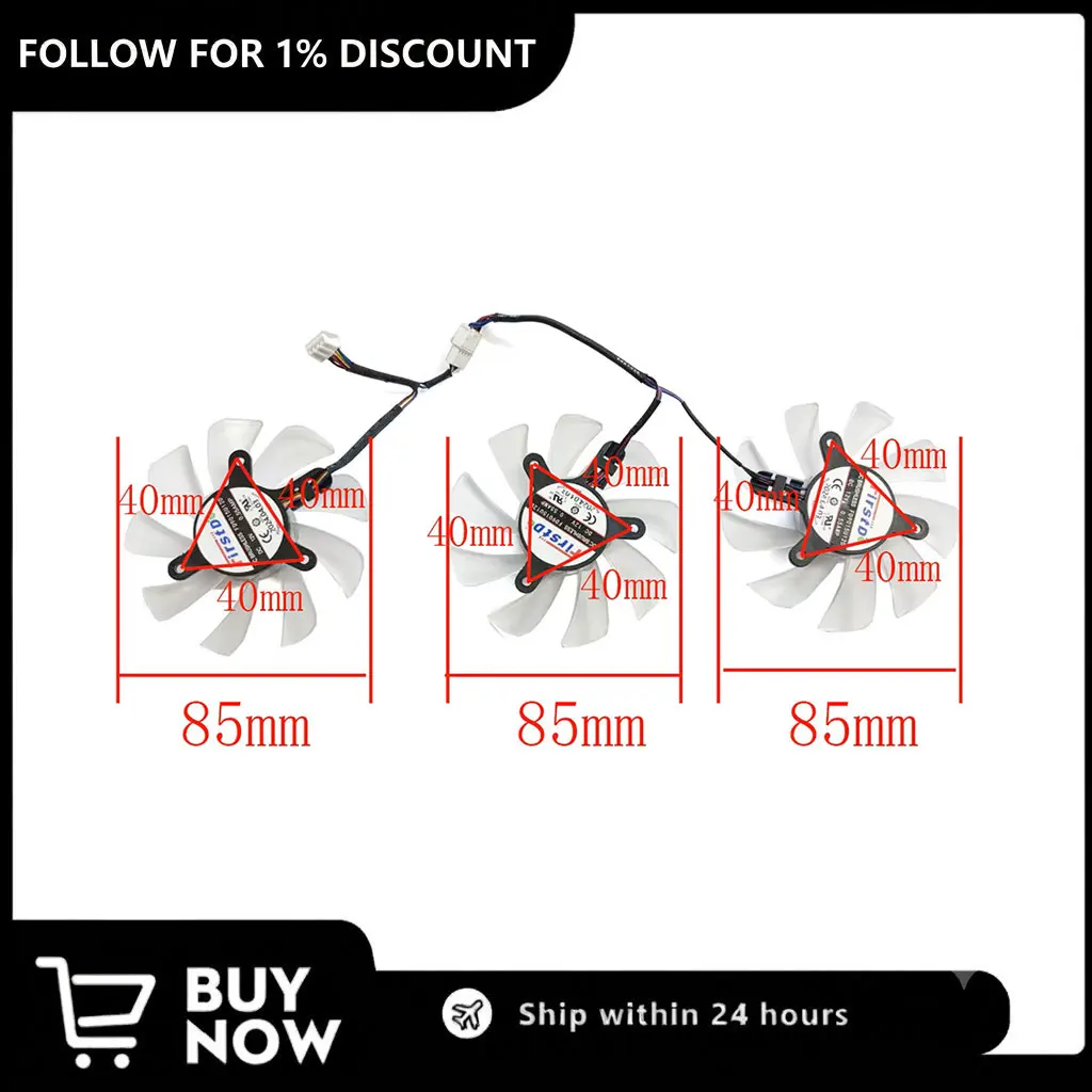 Cooling fan suitable for PowerLand RX 6750 GRIJ FUNCTION PLUS 10G graphics card 85MM 4PIN FD9015U12D GPU fan