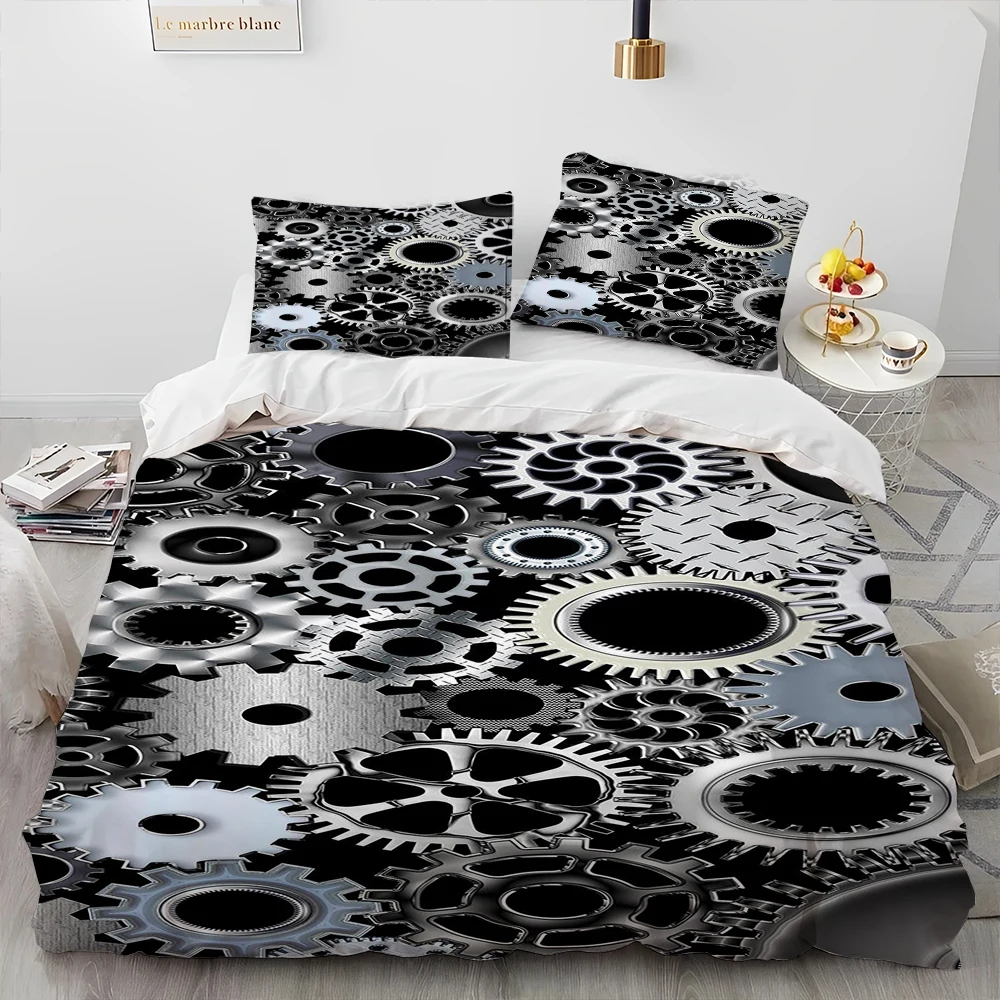 

3D Steampunk Mechanical Cog Gear Comforter Bedding Set,Duvet Cover Bed Set Quilt Cover Pillowcase,King Queen Size Bedding Set