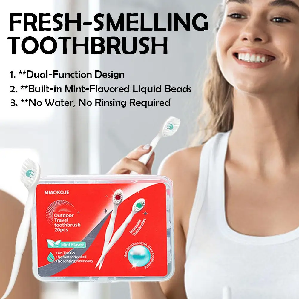 20PCS Disposable Toothbrush Burst Beads Portable Travel Individually Packaged Mini Adult Teeth Cleaning Brush Business Hotel