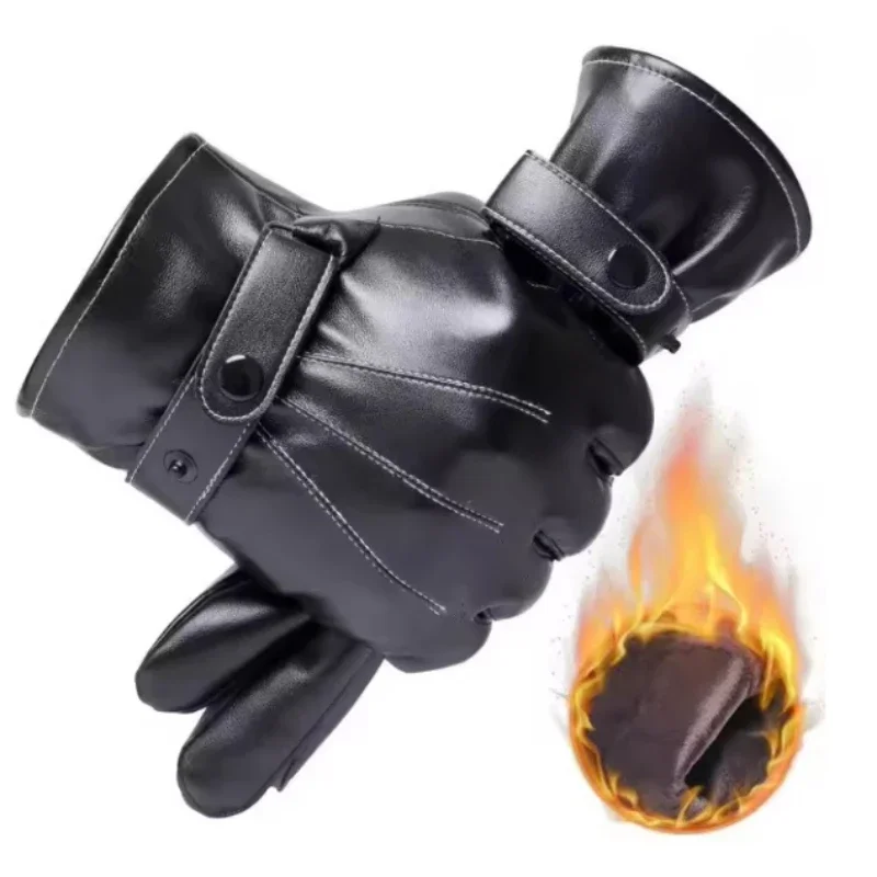 

Мужские удобные, теплые, морозостойкие, ветрозащитные осенние и зимние кожаные перчатки для езды на велосипеде, водонепроницаемые перчатки