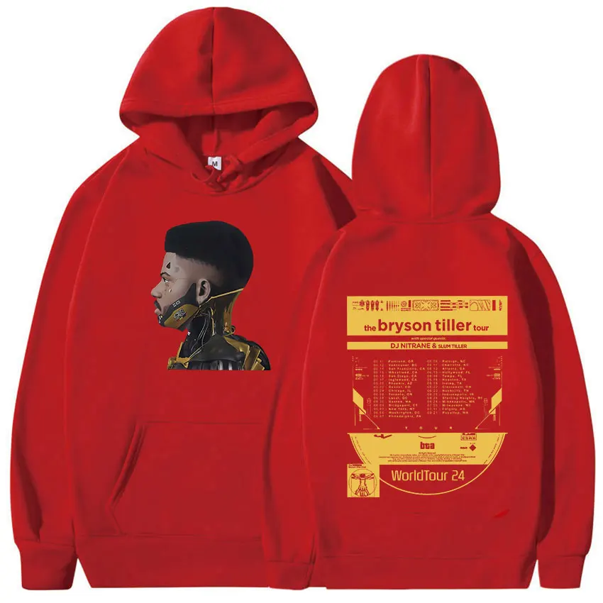 Sweat à capuche vintage pour homme, pull Hip Hop, sweat-shirt décontracté, streetwear à capuche, Rared, Bryson Tiller, Bta World Tour, nouveau, 2024