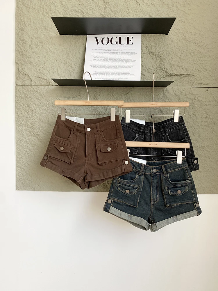 2025年秋新作 韓国風ファッション シックなカーリング加工 カウボーイショーツ レディース ハイウエスト 多用途 Aライン ワイドレッグショーツ