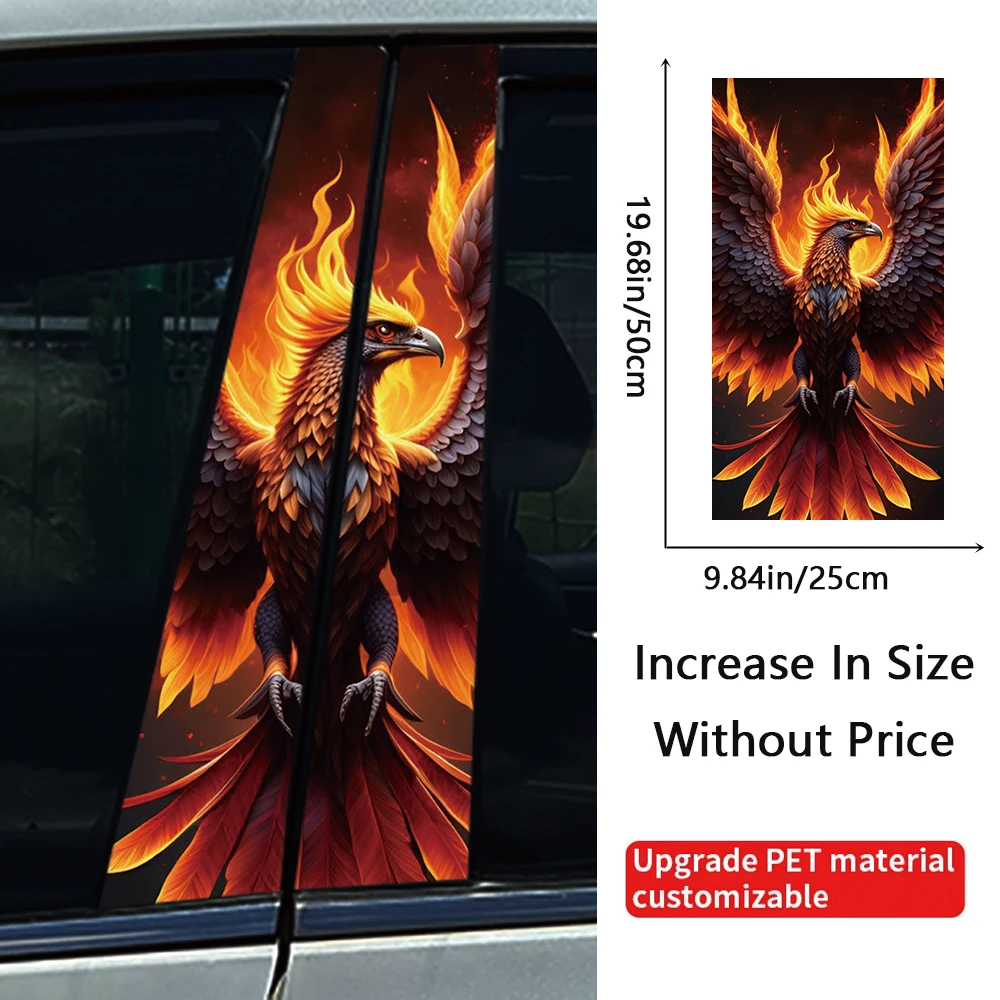 Phoenix Car Stickers DIY Car B-pillar Cover Scratches Waterproof Durable Cartoon Automobile Decoration Auto PET Decals