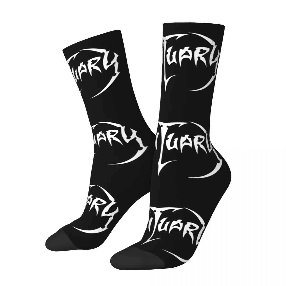 

Autumn Winter Retro Men's Women's White Obituary Logo Death Metal Socks 80s Music Band Sweat Absorbing Basketball Socks