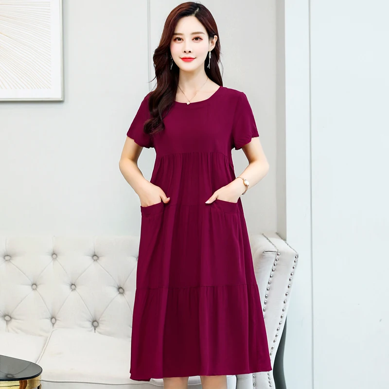 

Summer Elegant Loose Dresses for Women 2023 New Solid Color Casual Summer Women's Dresses High Quality Korean Clothing