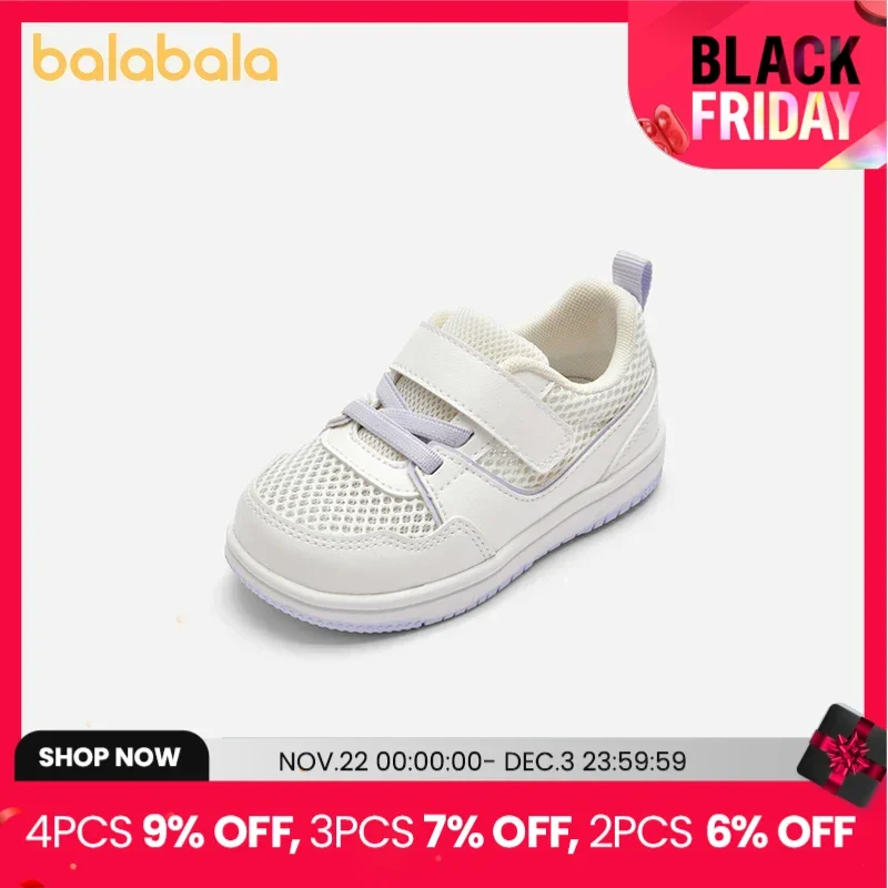 Balabala Baby Walking Shoes Boys Girls Shoes Infant Shoes Shoes for Children 2024 Spring Autumn New Shoes Breathable White Shoes