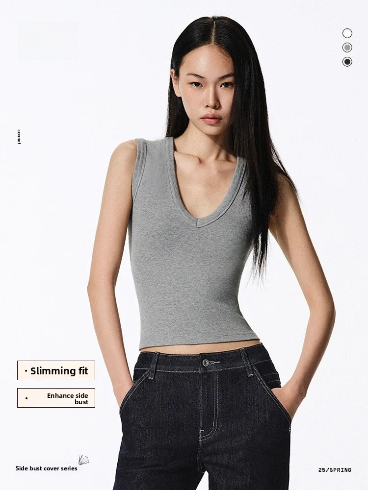 

Asomesome American Sle ort Crop Top Vest Women's Summer New Casual Svel V-ne Inner Wear Outer Wear