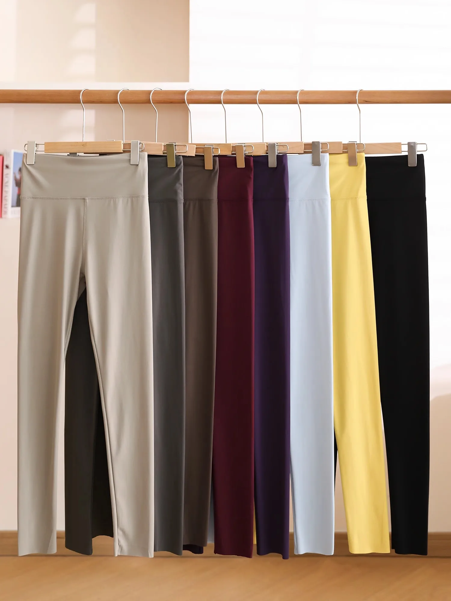 

Slim Fit Yoga Pants Women's Casual Elastic Wearable Long Trousers Pure Color Versatile Spor Comfortable Polyester Nylon