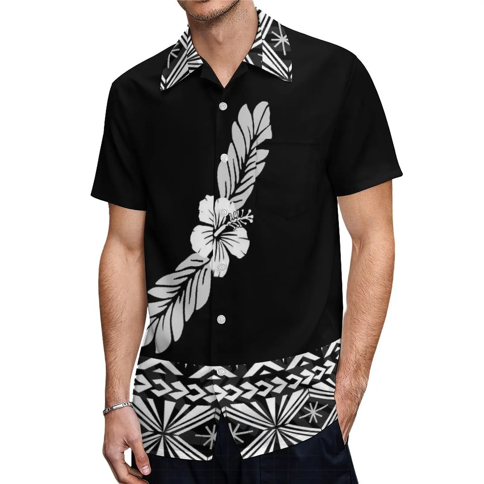 

Полинезийское племенное Платье макси с цветочным принтом и татуировками, индивидуальный комплект Самоа Puletasi, комплект одежды из 2 предметов, мужские рубашки