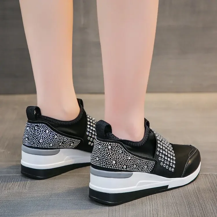 2024 New Fashion Spring and Autumn Women Round Head New Simple Women\'s Shoes A Slip-on with Drill Light and Comfortable