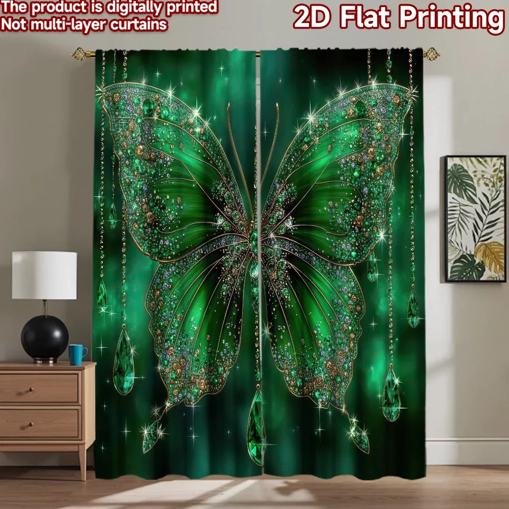 

1pc 2D flat Photography Backdrop Background cloth Emerald Sparkling Butterfly 100% Polyester Birthday Party Use for Home and