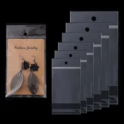 50/100pcs Clear Self Adhesive Seal Plastic Bag with Hang Hole Resealable OPP Bag for Gift Packing Jewelry Retail Display Package