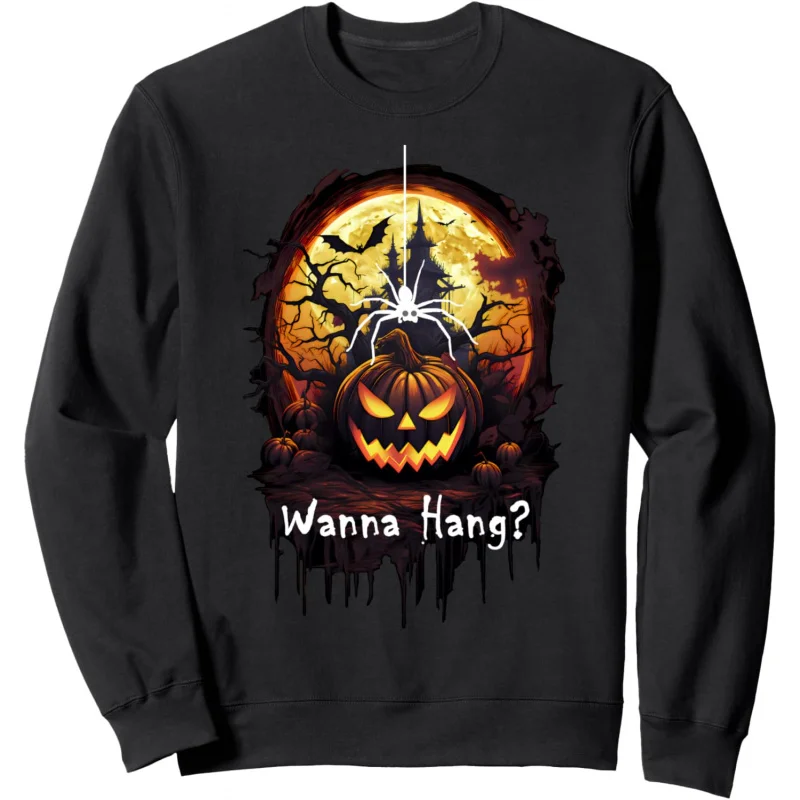 Scary Pumpkin Casa Encantada Murciélagos y Araña Sudadera de Halloween unisex