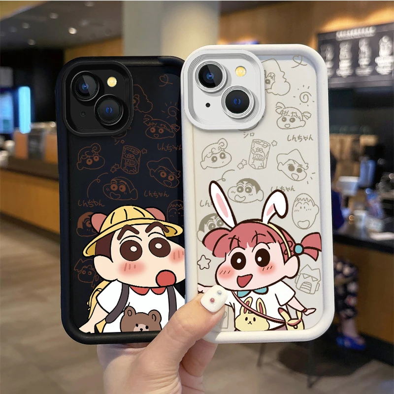 Cute C-Crayon Shin-chan Phone Case for iPhone 15 14 13 12 11 Pro Max 15 14 8 7 6Plus X XS Max 8 7 Silicone Shockproof Soft Cover