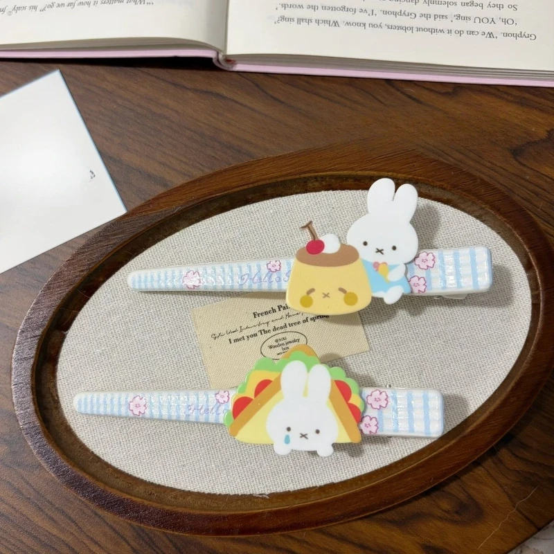 Miffy Kawaii Anime Cartoon Hairpin Cute Sweet Miffy Long Clip Good Looks Issue Card Ins Hair Accessories Wash Face One-word Clip