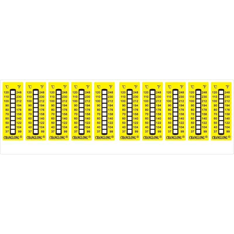 Changlong WDJ2 series 10A 10B 10C temperature measurement paper 10 grids point irreversible display temperature sensing patch