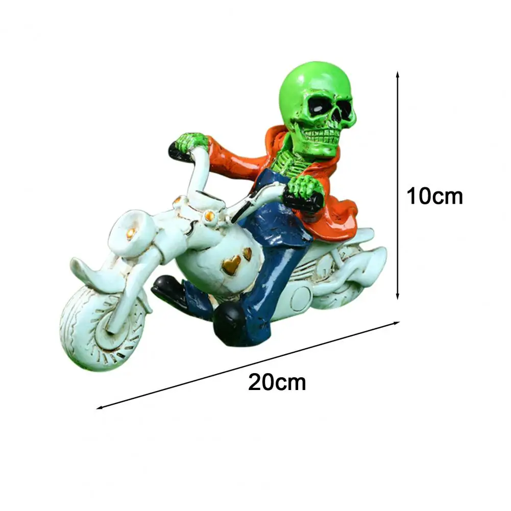 Halloween Skeleton Figurine Resin Skull Motorcycle Statue Spooky Desktop Centerpiece For Halloween Thanksgiving Decoration