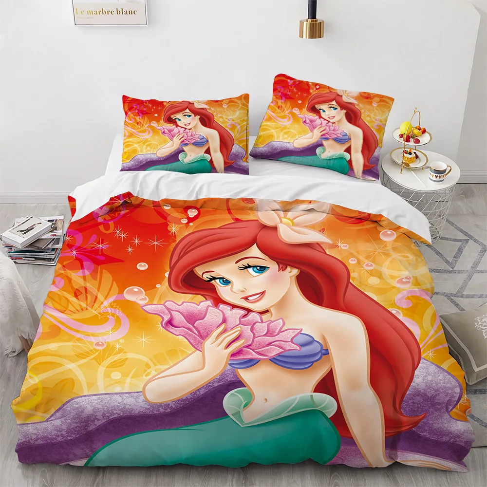 Disney Princess 3D stampato poliestere montato panno da letto Dust Dense Home Decor camera da letto Set biancheria da letto copriletto per bambini